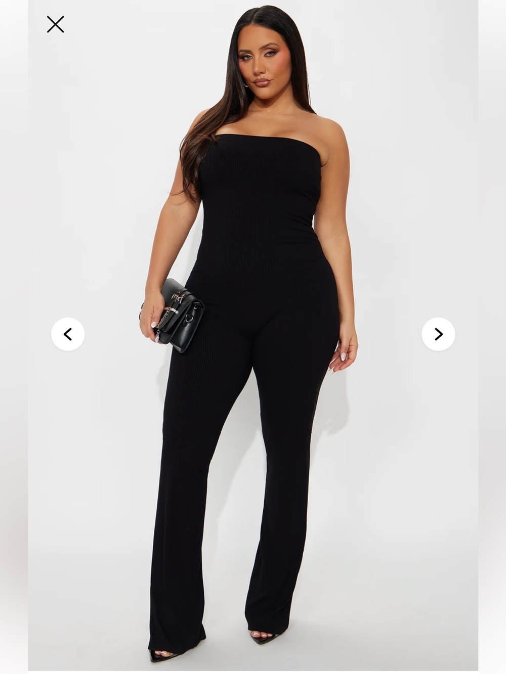 NWT Fashion Nova Strapless Ribbed Wide-Leg Jumpsuit - Black XS